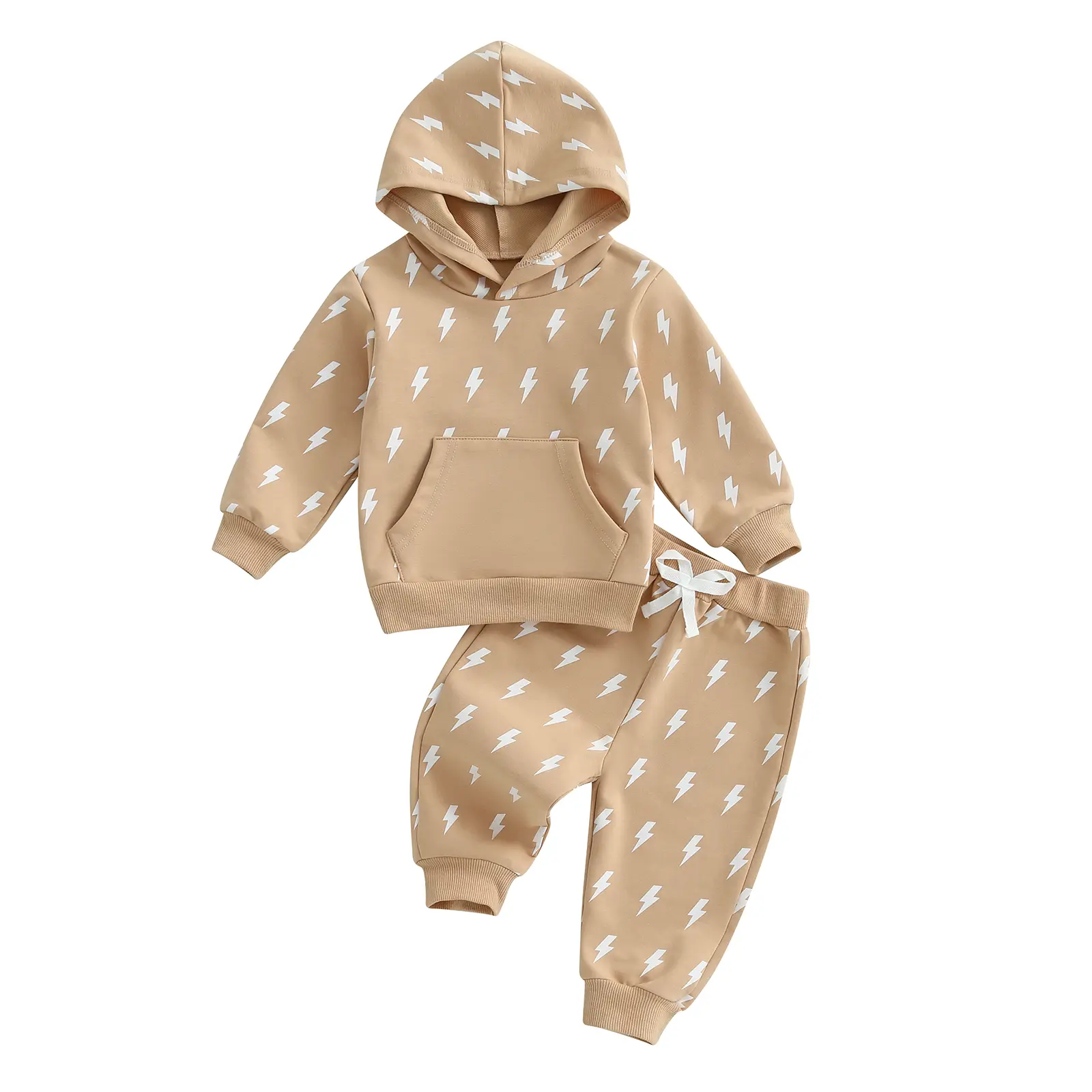 Toddler Baby Boy Long Sleeve Hoodie Sweatshirt Lightning Print Hooded Pullover Tops Joggers Pants Fall Winter Outfit