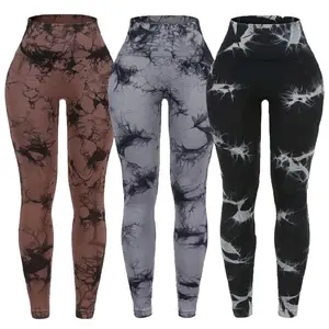 Tie Dye Peach High Waist Yoga Leggings - Slim Fit, Quick Drying, Breathable Fabric, Summer Wear, Ideal for Fitness Activities