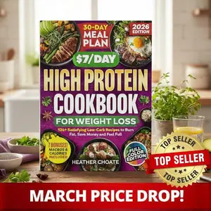 $7/Day High Protein Cookbook for Weight Loss – 124 Easy Low Carb Recipes + 30-Day Meal Plan, Budget-Friendly Healthy Eating Guide with Quick Meals for Busy Beginners