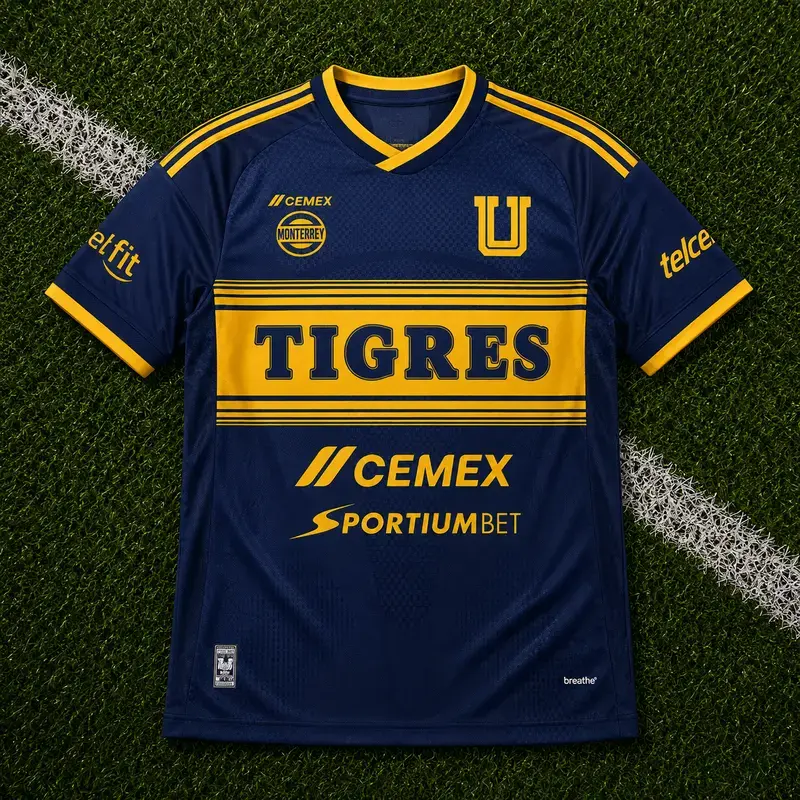 Royal Blue Tigres Away Soccer Shirt 26-27, Quick-Dry Short Sleeve Soccer Jersey, Breathable Game Day Sports Top, Liga MX Fan Gear