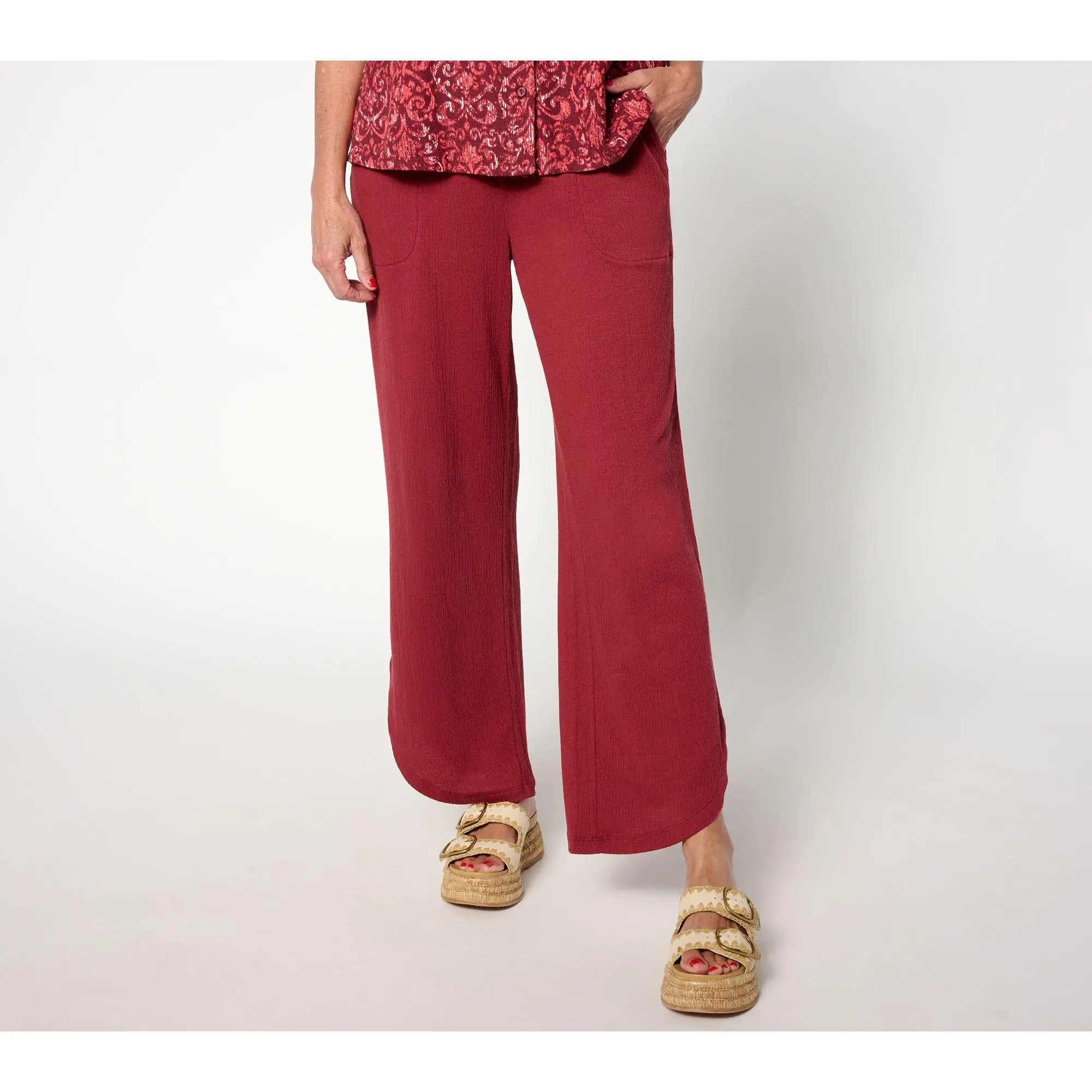 Denim & Co. Beach Petite Knit Gauze Ankle Pant