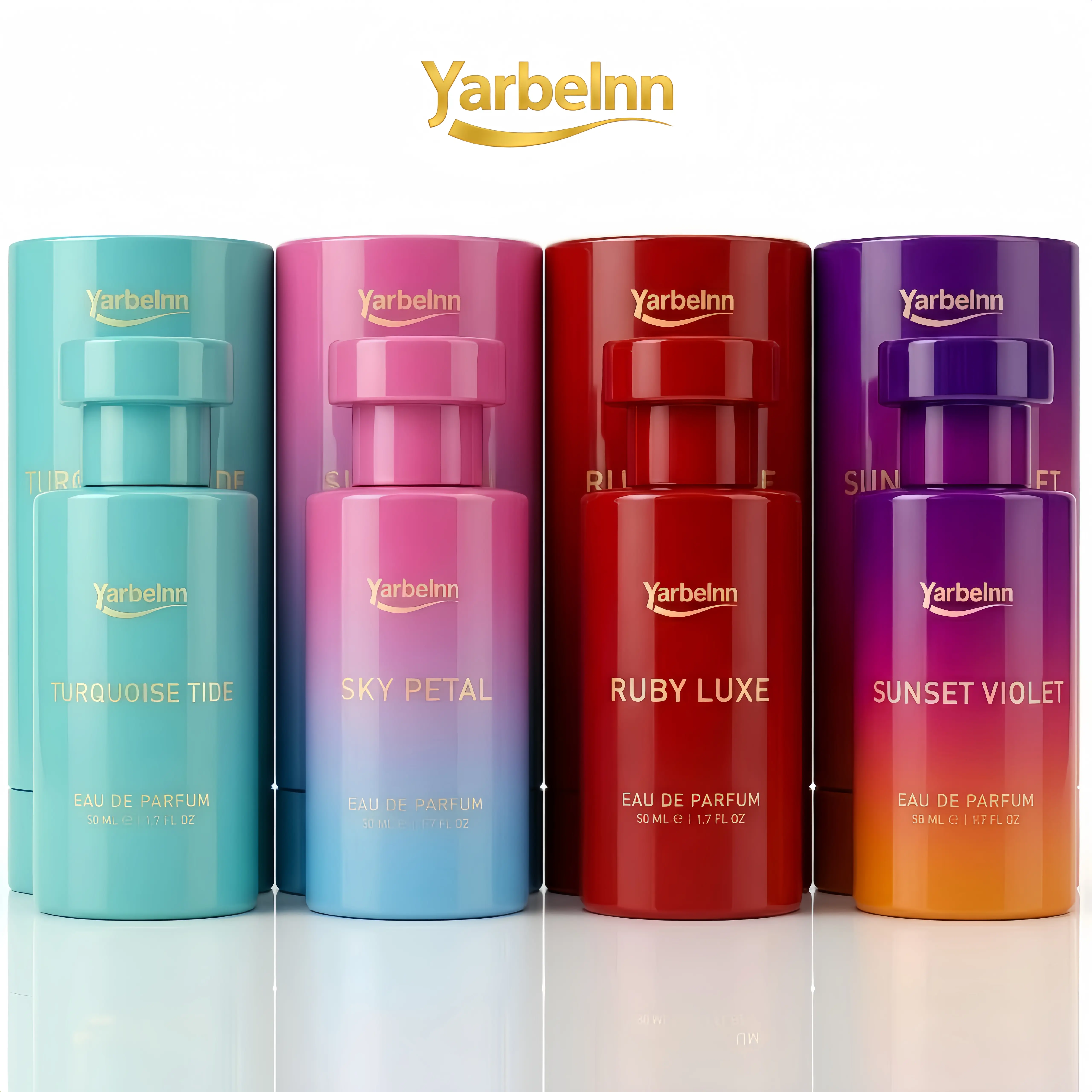 Yarbelnn 4 Pack  Eau de Parfum Gift Set, 50ml / 1.7 fl oz Each | Long Lasting Fruity Floral Gourmand Perfume Collection | Clean Girl Aesthetic Signature Scents with Vanilla, Strawberry, Jasmine, Lavender & Amber Notes | Luxury Fragrance Gift for Her
