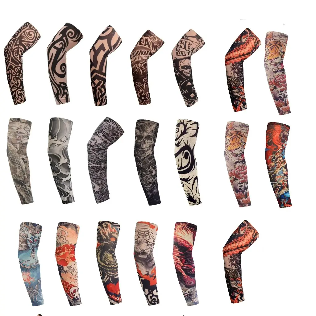 10 Pcs Breathable Knit Sleeves, Unisex Floral & Geometric Patterns, Sports Print Sleeves, Outdoor Cycling & Casual Wear, Durable Fashion Sun Protection Sleeves, Sports Arm Sleeve