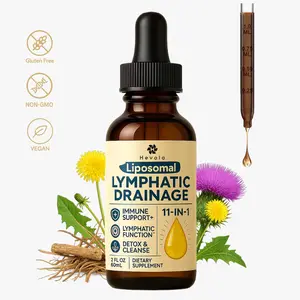 Liposomal Lymphatic Drainage Drops - 11 in 1 Organic Lymphatic Drainage Supplement with Burdock Root, Echinacea, Elderberry, Calendula, Cleavers Herb, Dandelion Supports Lymphatic Health