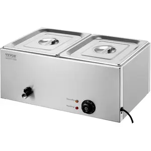 VEVOR 6 - Pan Commercial Food Warmer, 24QT Electric Steam Table, 1200W Professional Countertop Stainless Steel Buffet Bain Marie with 86 - 185F Temp Control for Catering and Restaurants, SilverVEVOR Super Brand Day