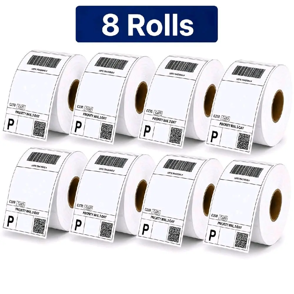 4x6 In Commercial-Grade Blank Direct Thermal Shipping Labels - 500 High-Quality BPA-Free Waterproof Mailing Stickers per Roll, Unique Easy-to-Apply Gag Gift Adds Humor, Barcode/Address Compatible, Works with Thermal Label Printers (1-2-4-8 Roll Options)