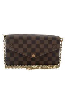 Pre-owned Louis Vuitton Coated Canvas Crossbody Bags POCHETTE FELICIE DAMIER EBENE