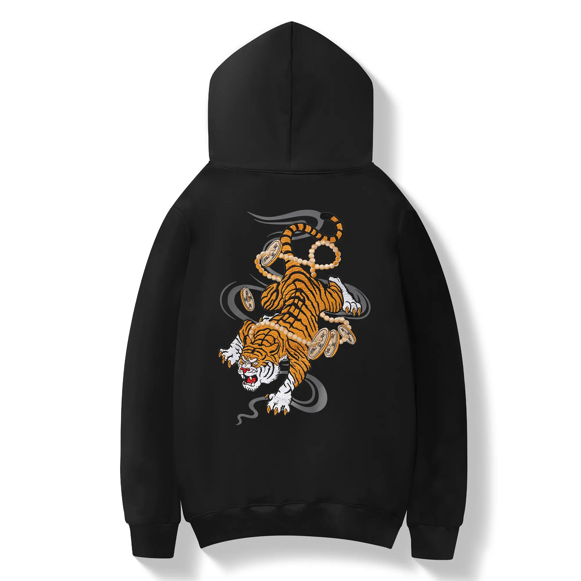 Niepce Japanese Streetwear Embroidered Rich Tiger Hoodie