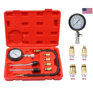 Automotive Cylinder Compression Test Tool Kit, 8 Piece Gas Engine Compression Tester, M10/M12/M14/M18 Adapters, Heavy-Duty Gauge for Trucks Motorcycles & Gas Power Equipment