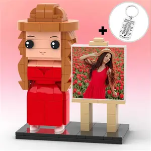 2024 Newest Full Body Customizable 1 Person Custom Brick with Frame and Keychain Set Brick Me Figures Gifts for Her