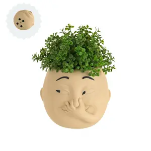 Funny Bathroom Planter Decor: Quirky Holding Nose Plant Pot Indoor for Bathroom Counter - Succulent Pot with Drainage - Unique Face Planter for Guest Bath room Counter Shelf Toilet Decoration