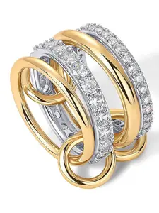 Fashion Unique Style Creative Personalized Ring, Stackable Multi-Layer Diamond Engagement Wedding Ring, Trendy Individuality Jewelry for Women, Dainty Stacking Rings