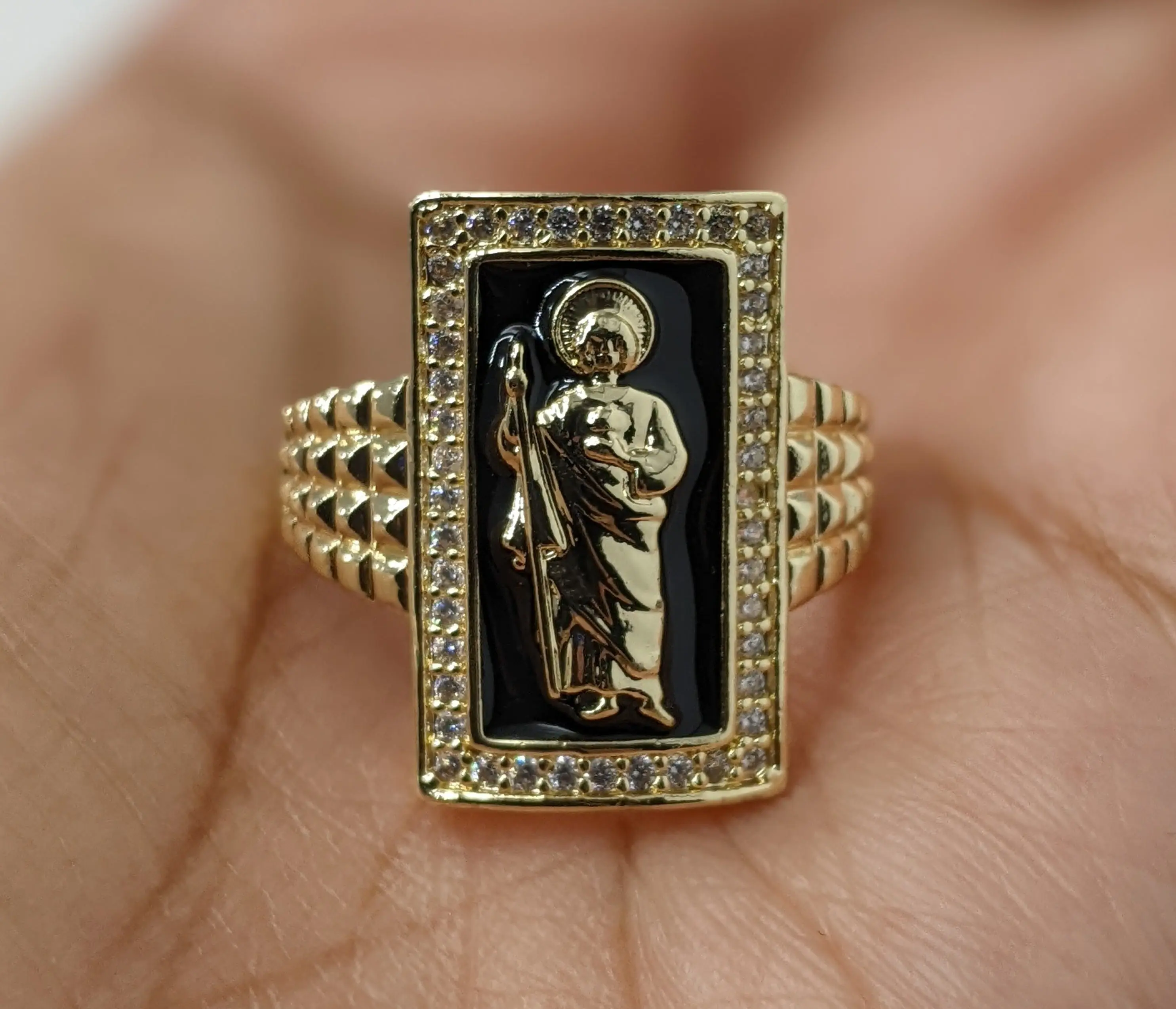 Plated Multicolor Saint Jude Adjustable Ring