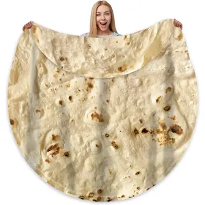 Tortilla Blanket Adult Size Giant Double Sided for  Funny Realistic  Personalized Throw Blanket Novelty  for Everyone 300 GSM Soft Flannel 71 inches Yellow