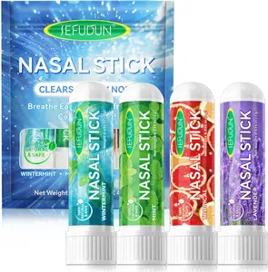 4pcs Nasal Stick Powerful Essential Oil Vapors, Fresh Air, Vertigo Relief,Menthol (Mint, Wintermint, Tropical, Lavender)