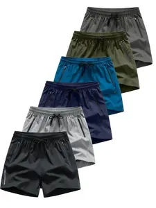 Men’s casual fashion athletic shorts, summer style, 6-pack, quick-drying and breathable, with drawstring, suitable for running, fitness, and swimming