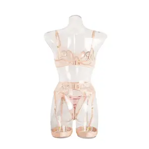 Sexy lingerie with intricate embroidery flowers and complex craftsmanship, four-piece set