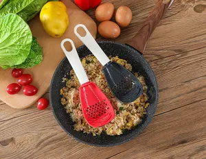 Multifunctional Slotted Spoon Grinding Cooking Spoon Mashed Auxiliary Food Ginger Garlic Spoon Press Potato Stir-frying Spatula Kitchen Gadget Red Black Food Strain Colander Yolk Separator Rice Scoop Press Thanksgiving Christmas Holidays Noodles