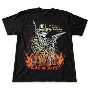 Gildan Men's and Women's T-Shirt, Vintage End Of Days Graphic Tee, Revenge Cowboy T-Shirt, Unisex Gift Skull Shirt, Aesthetic Shirt, Gothic Grunge Y2K Emo Scene Amity Affliction Style Clothes Menswear Womenswear Streetwear