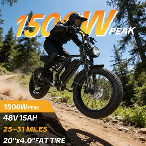 【HiEHA】2026 Fat Tire Electric Ebike for Adults, 1500W Peak Motor 48V/15Ah, 34 MPH Top Speed & 25-31 Miles Range, Full Suspension, Shimano 7-Speed, Off-Road Mountain E-Bike with LED Headlight, UL 2849 Certified