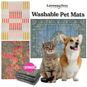 Lovewag Pets Washable Dog Pads - Pack of 2, Eco-Friendly & Leak-Proof Design, Multi-Design Options: Blue Mesa,  Blue Hazel, Guava Stripes, Heirloom Rose, 36" x 48"& 28" x 41"