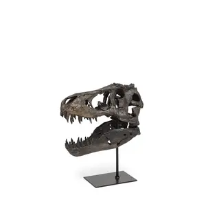 HomeRoots 392480 Smooth Resin Tyrannosaurus Rex Skull Figurine - Brown Metal Animal Figure, Handheld Room Decor, Collectible Gift for Mother's Day
