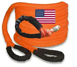 BILLET4X4 U.S. Made 1 inch X 25 ft Safety Orange Safe-T-Line Kinetic Snatch Rope with Soft Shackle (Single) - 4X4 Vehicle Recovery