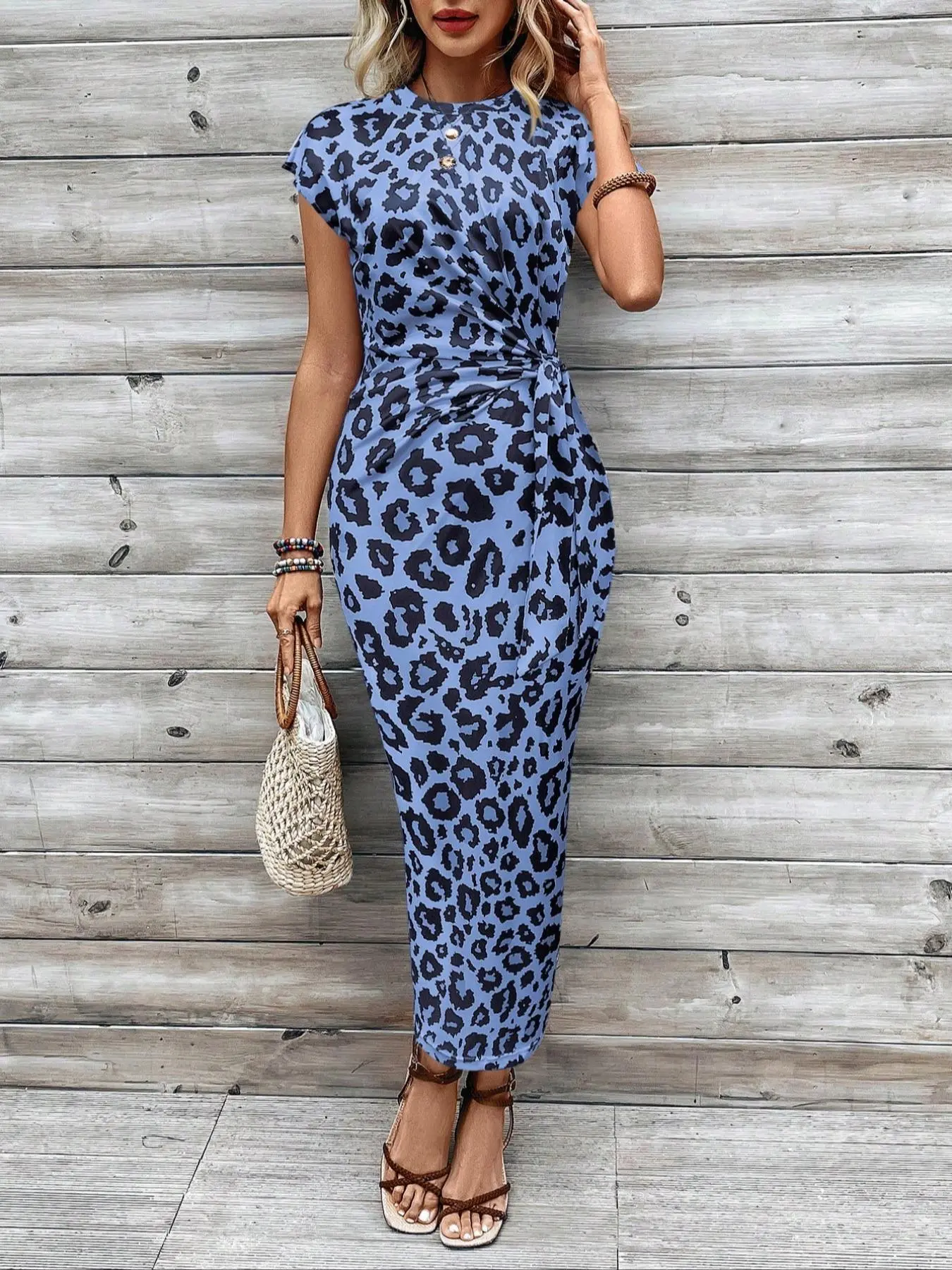 Women's Leopard Print Statement Knot Bodycon Fit Dress, Elegant Butterfly Sleeve Round Neck Long Dress for Formal Parties, Holidays and Wedding Guests, Ladies Summer Clothes, Elegant Dress for Women - TikTok Shop Women's Leopard Print Statement Knot Bodycon Fit Dress, Elegant Butterfly Sleeve Round Neck Long Dress for Formal Parties, Holidays and Wedding Guests, Ladies Summer Clothes, Elegant Dress for Women - TikTok Shop