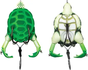 LUNKERHUNT Topwater Fishing Lures Kit (3-Pack) for Bass, Trout | 1 Turtle Lure, 1 Frog Lure, 1 Sunfish Prop Lure | Freshwater Fishing Bait for Pike, Soft Hollow Body, Weedless Hooks