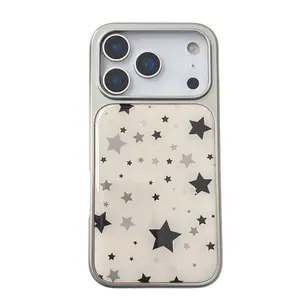 Star Pattern Silver Plated Edge Epoxy Case for iPhone 17 16 Pro Max 15 14