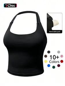 Women's Tight-Fitting Halter Sports Tank Top, Comfortable Fashion Workout Gym Yoga Shirt, Multi-Color Outdoor Fitness Running Top