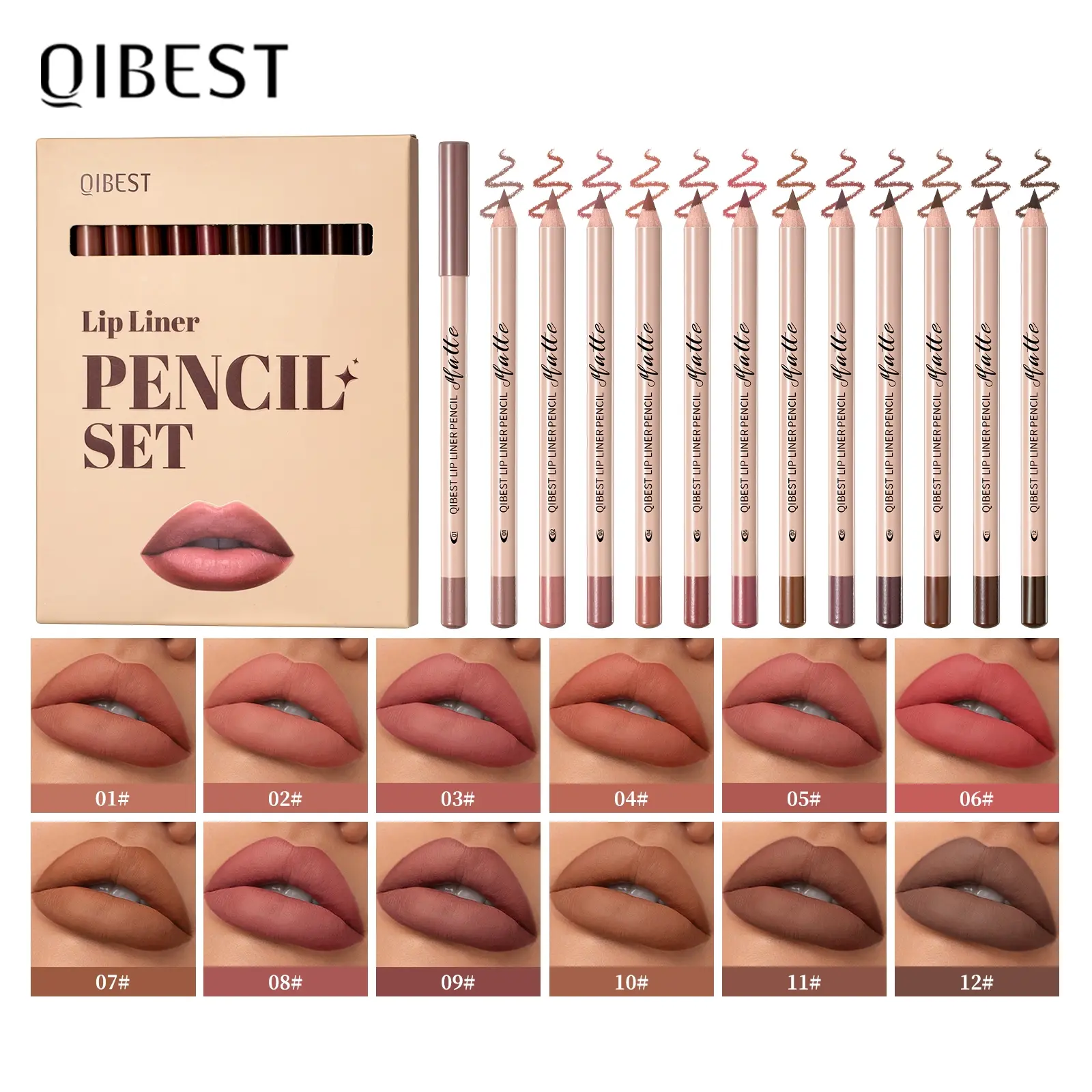 12-Piece Matte Lip Liner Pencil Set with Long-Lasting Velvet Finish, Makeup Lipliner, Various Colors for Daily Makeup and Beauty Essentials, Matte Lip Liner Kit