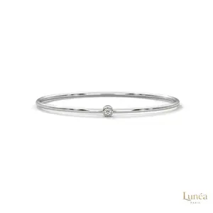 0.10 CT Bezel Set Lab Diamond Bangle Minimalist Luxe | Lab Grown | 14K Gold & Platinum