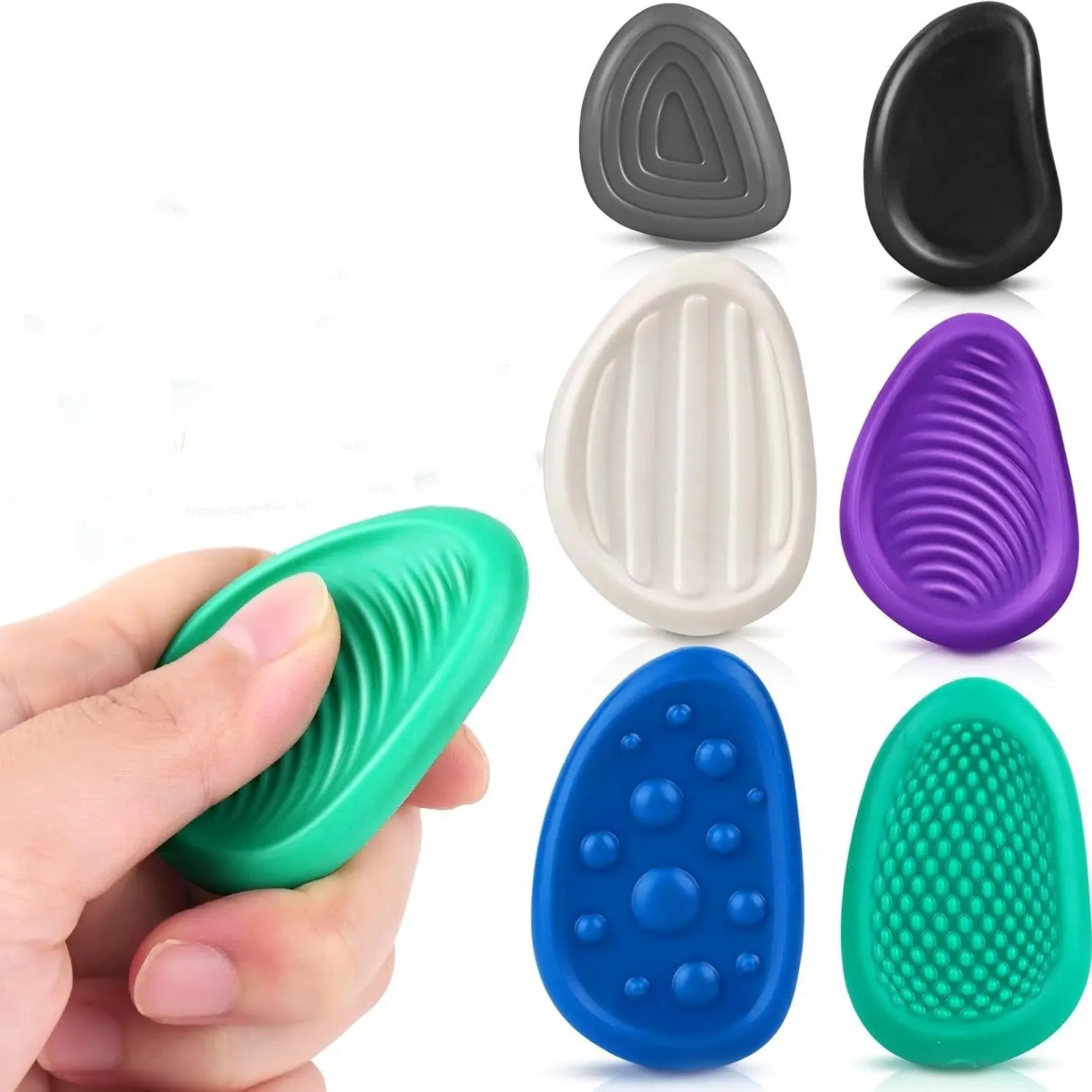 Textured Worry Stone, 6 Counts Fidget Toys, Multifunction Stress Relief Toys for Adults, Portable Sensory Stone for Autism People, Calming Down Toys,