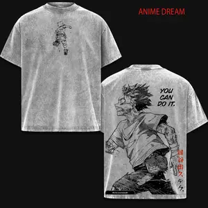 Deku - Izuku Midoriya My Hero Academia Anime Double Printed Vintage Washed Tee Unisex Oversize Anime Manga Washed Heavyweight Cotton T-shirt