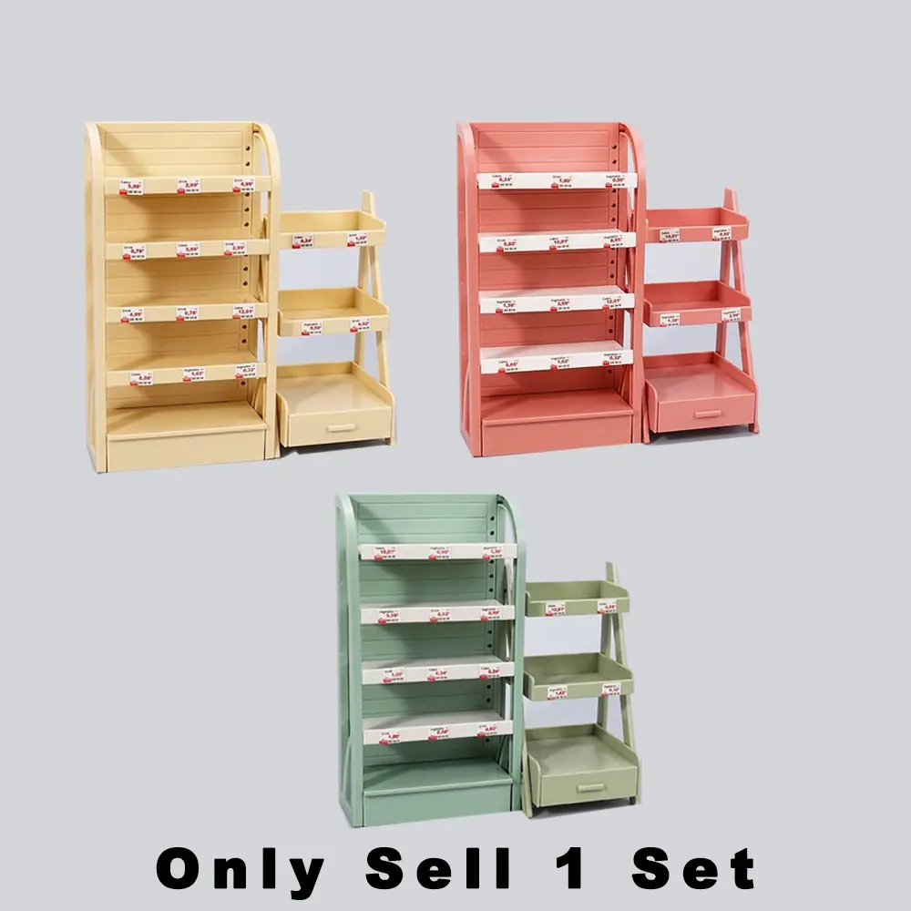 Mini Realistic Food Play Rack Set, Play House Set, Supermarket Display Stand, DIY Props Accessories, Dollhouse Props, Creativity, Immersive Pretend Play, Suitable for Boys and Girls Aged 3+