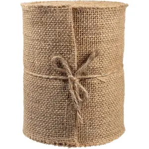 Natural Burlap Ribbons (6" Wide, 10 Yards)-No Wire, 100% Jute-DIY Art & Craft & Project, Gift Wrapping, Bows, Indoor Outdoor Rustic Wedding Decoration