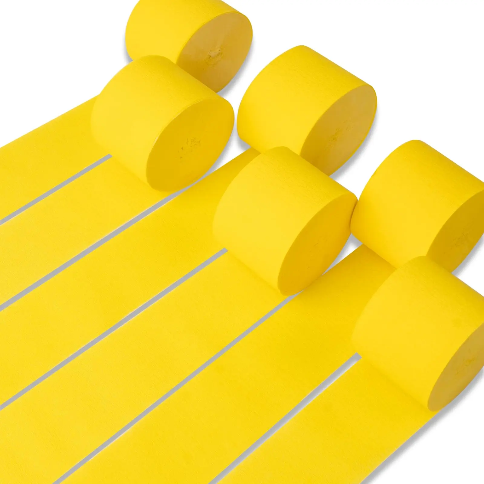 PartyWoo 30% Thicker Yellow Crepe Paper Streamers - 6pcs 492ft Pre-Rolled Birthday Set, Home & Festive Decor for Sunflower Theme Events, Weddings, Windows, Doors, Walls, Fireplaces