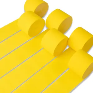 PartyWoo Yellow Crepe Paper Streamers 6pcs 492ft Pack of Yellow Crepe Paper Streamers for Easter Baby Shower Engagement Wedding Sunflower Graduation Bee Summer Luau Theme Birthday Party Decorations