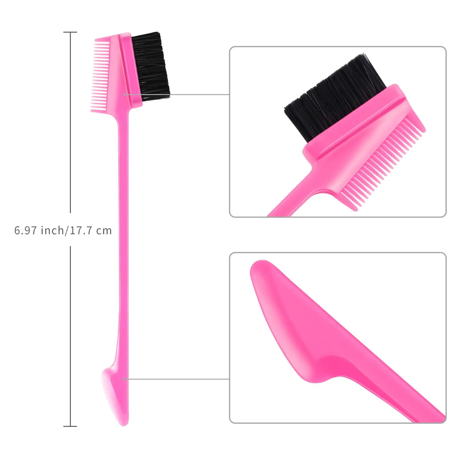Double-Sided Edge Brush and Comb, 3-in-1 Professional Plastic Baby Hair Fixer Tool for Women & Girls Hair Styling (1 Piece)