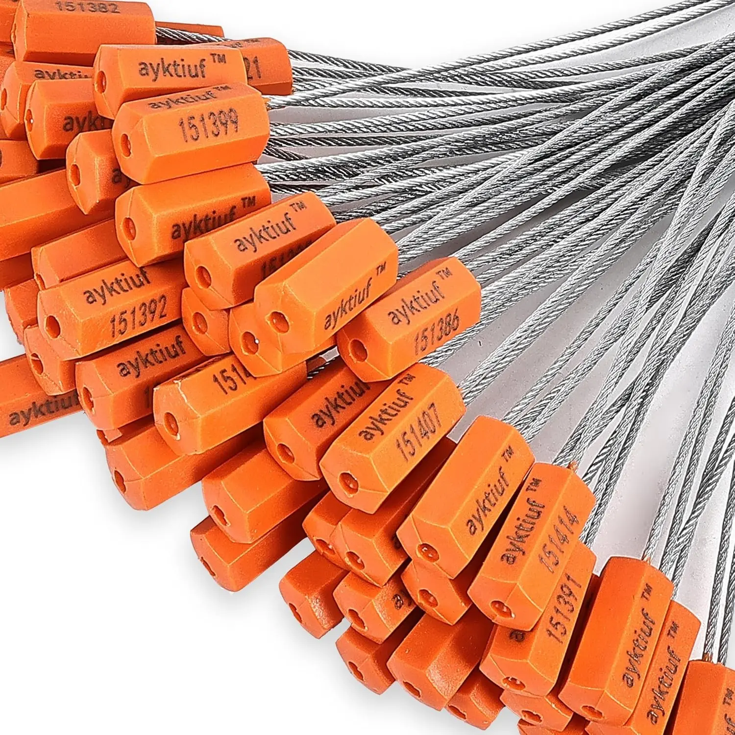 20 Pcs Security Cable Seals,metal numbered security tags steel security cable seals,cable truck seals for Truck, Trailers, Cargo, Containers, Vans, Oil Tank (Orange, 20 Pack)