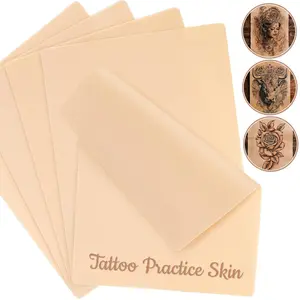 Tattoo Practice Skin (10PCS) - Double-Sided Silicone Blank Fake Skin, 7.4x5.6 Inch Thick Flexible, for Microblading Eyebrow Training, Beginner Artists