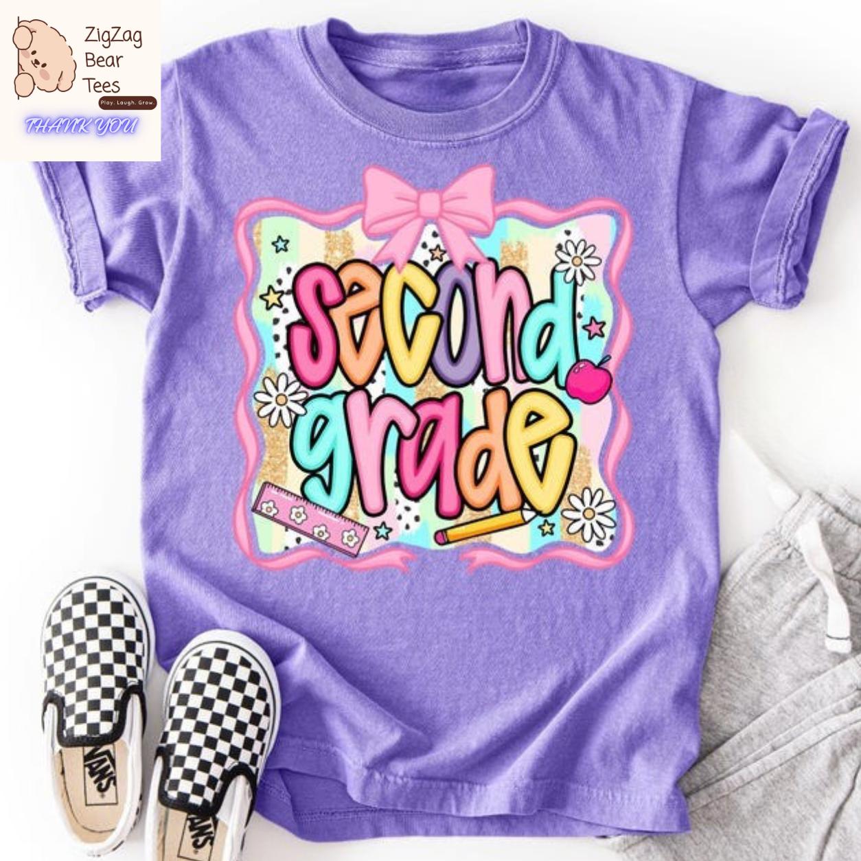 Second Grade Kids Shirt, Cute Second Grade Back to School Tee for Boys & Girls, First Day of School T-Shirt, Colorful Student Outfit, Kids Gift
