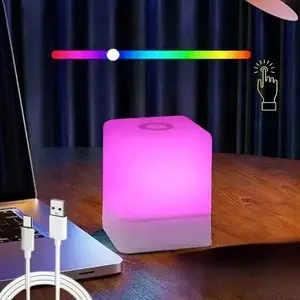 Portable LED Ambient Light, 16-color Smart Touch Night Light, USB Rechargeable Battery LED Night Light for Bedroom, Bathroom, Living Room