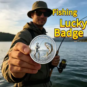 Father's Day Gift Fishing Commemorative Coin for Angler Collection Lucky Souvenir Anti-Oxidation Plated 3D Relief Craft Desktop Decoration & Gift Giving