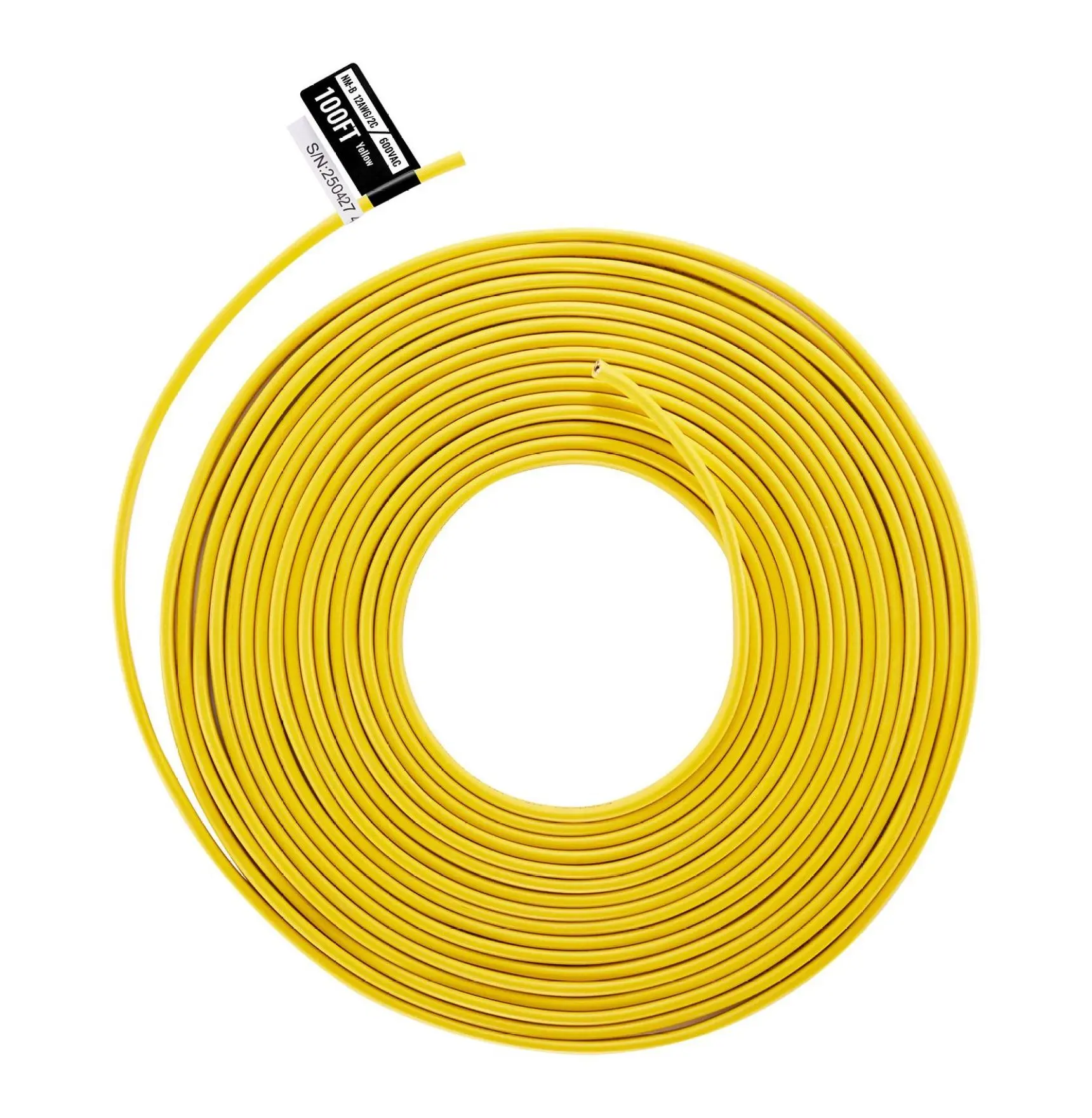 12AWG NM-B Wire - 2 Conductor Electrical Wire with Ground, 100 ft - Residential Indoor Wiring Cable, PVC Sheathed Copper Core for Outlets & Lighting Default