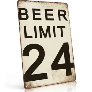 Beer Limit 24 Aluminum Sign 8x12 Inch Retro Wall Art Decor for Man Cave Bar Pub Garage Metal Poster Rust Resistant Humorous Rule Acrylic Desktop Decoration