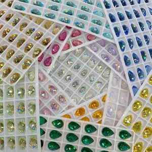 【Exclusive】7*10mm Tear Drop Flat Back High Quality Pear K9 Crystal Nail Gems Jewelry Making Phonecase Decoration