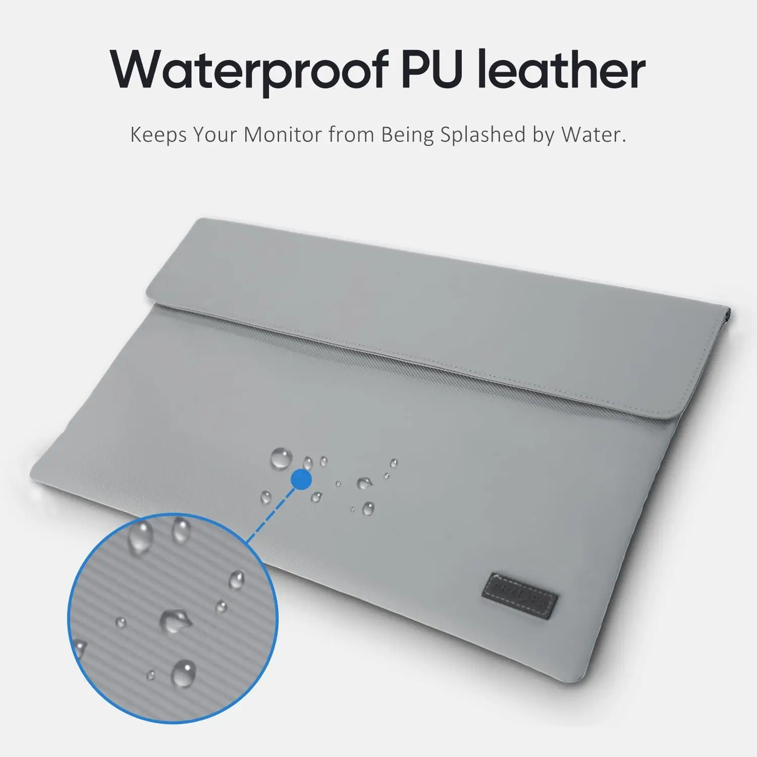 ARZOPA Portable Monitor Sleeve Bag PU Leather Case for Travel Gray Water-resistant Lightweight Slim Compatible with Portable Monitor Laptop Tight Clos