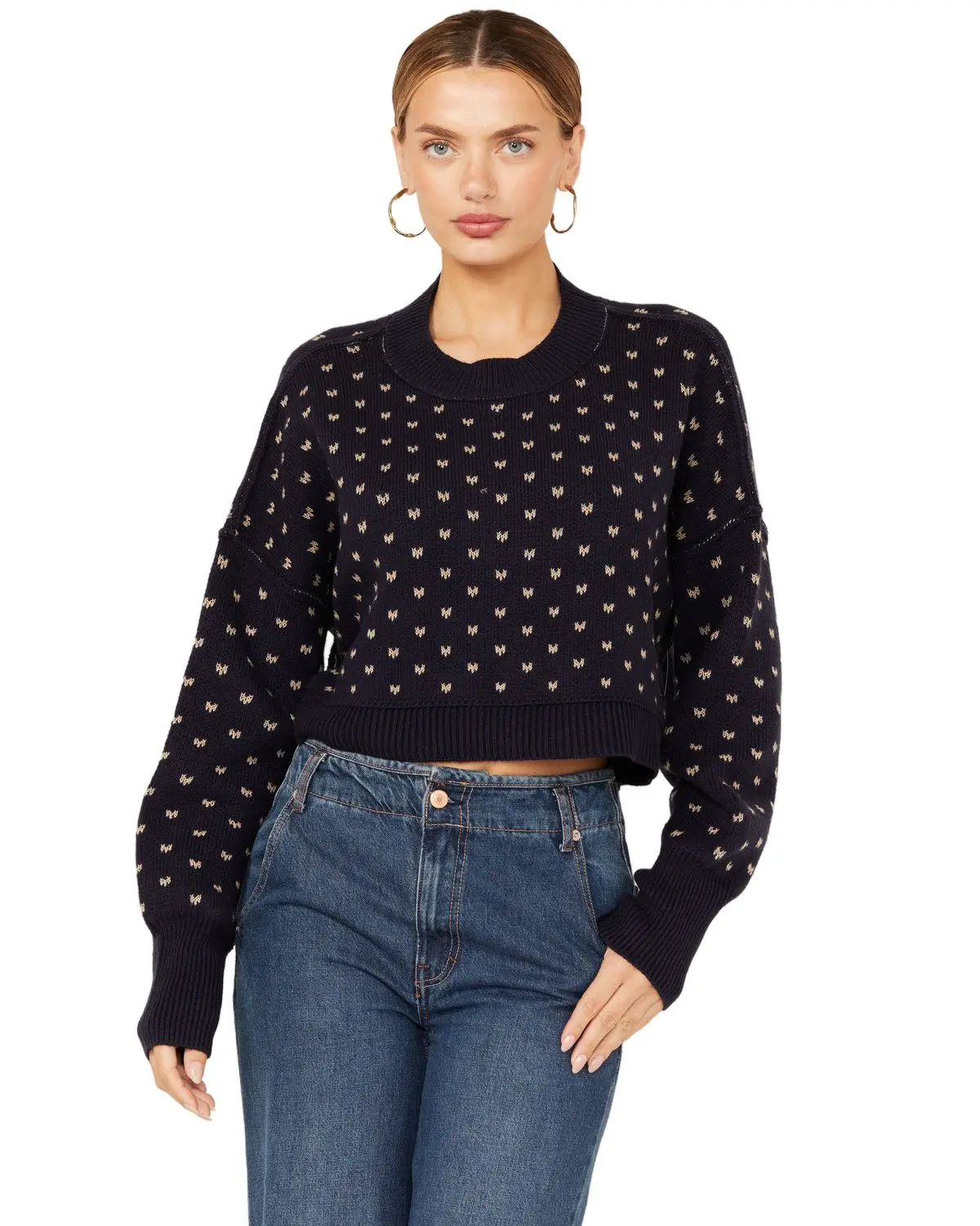 Free People Women's Women'S Easy Street Solid Cropped Sweater - Ob1818532-Nvy